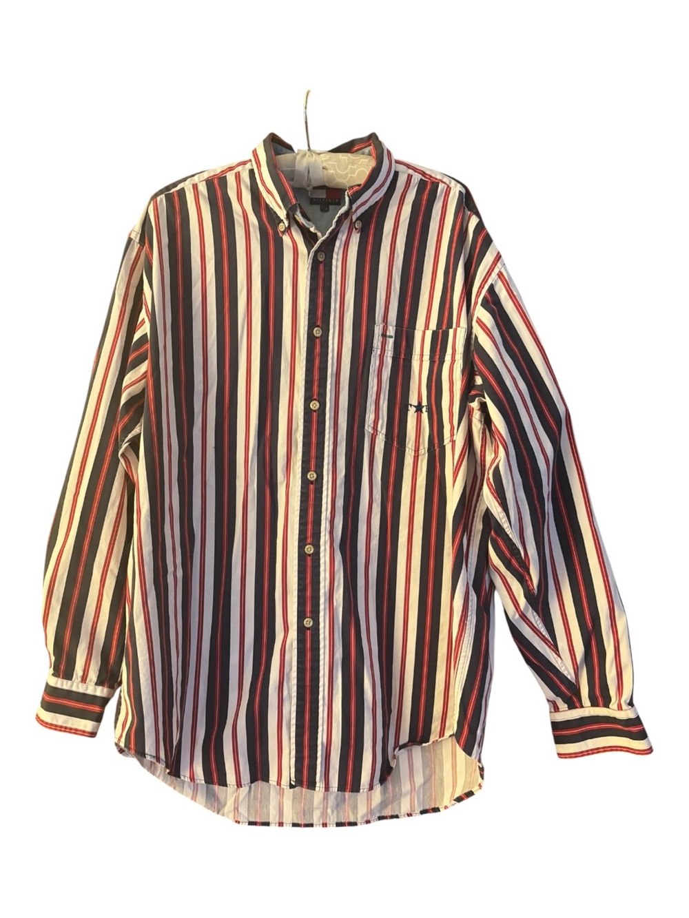 Tommy Hilfiger Men's Vertical Stripe Button-Down Shirt - Size L like new